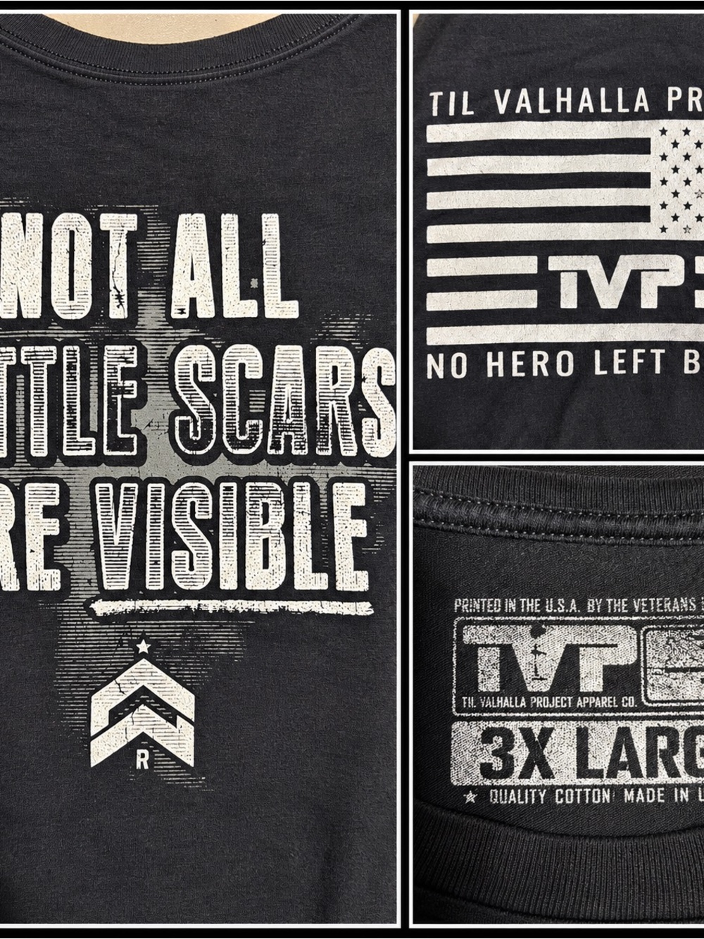 Till Valhalla Project TVP Black Short Sleeve Tee — 'Not All Scars Are Visible'